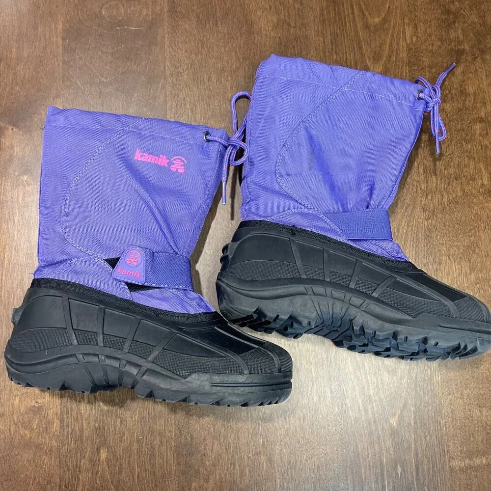 Kamik Reddeer 4 Cold‎ Weather Boots Youth Girls Size 2 Rain Snow Purple Black